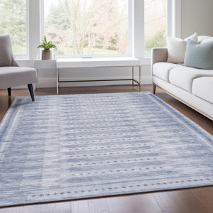 HomeRoots 5' Modern Blue and Ivory Geometric Area Rug – Indoor/Outdoor, Washable, Durable & Stylish Design! 625805