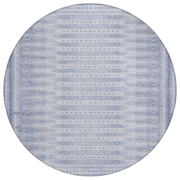 HomeRoots 8' Blue Geometric Indoor Outdoor Area Rug - Stylish, Durable, Washable for Modern Spaces & Patios 625806