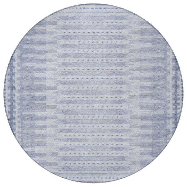 HomeRoots 8' Blue Geometric Indoor Outdoor Area Rug - Stylish, Durable, Washable for Modern Spaces & Patios 625806