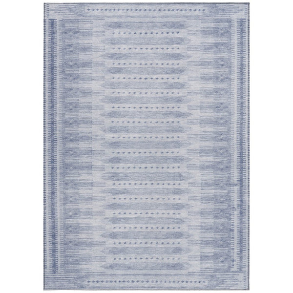 HomeRoots 8' X 10' Blue and Ivory Geometric Rug – Stylish, Washable Area Rug for Indoor & Outdoor Spaces 625807