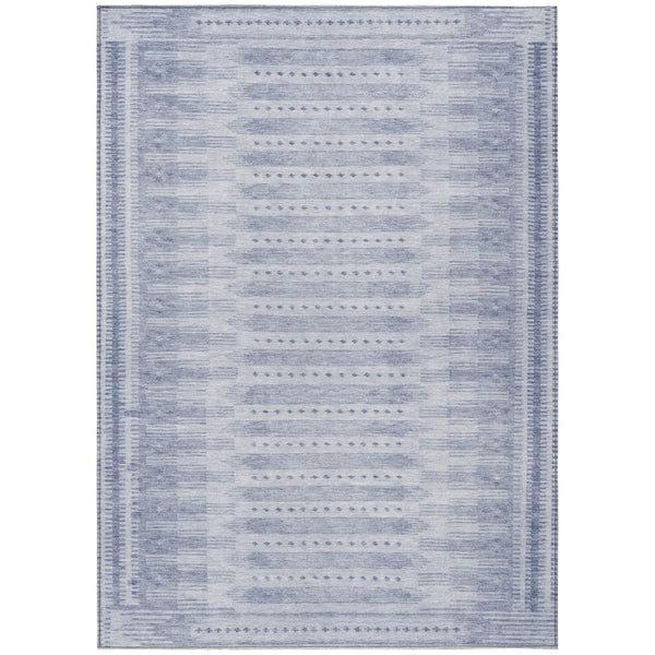 HomeRoots 8' X 10' Blue and Ivory Geometric Rug – Stylish, Washable Area Rug for Indoor & Outdoor Spaces 625807