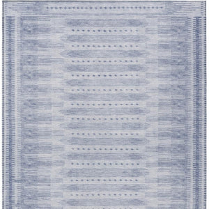 HomeRoots 10' Blue and Ivory Geometric Washable Area Rug - Stylish, Durable, Indoor/Outdoor Versatility for Any Space 625809