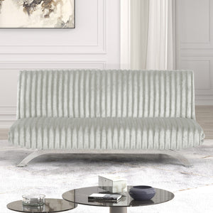 English Elm Contemporary Microfiber Futon Sofa Converts to Bed with Chrome Legs, Compact Space-Saving Design, Durable Upholstery Light Gray 45 L x 72 W x 9 H B2741P363791