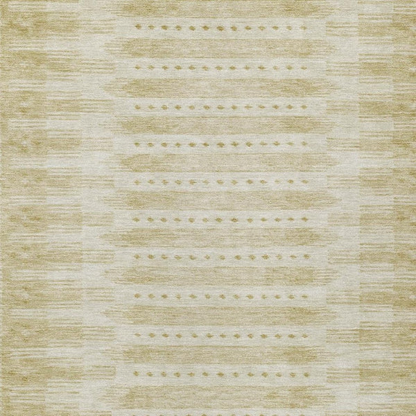 HomeRoots 5' Gold and Beige Geometric Washable Area Rug - Durable, Stylish Indoor/Outdoor Accent for All Spaces 625811