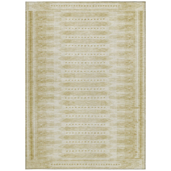 HomeRoots 8' X 10' Gold and Beige Geometric Area Rug - Durable, Washable Indoor/Outdoor Design for Any Space 625813