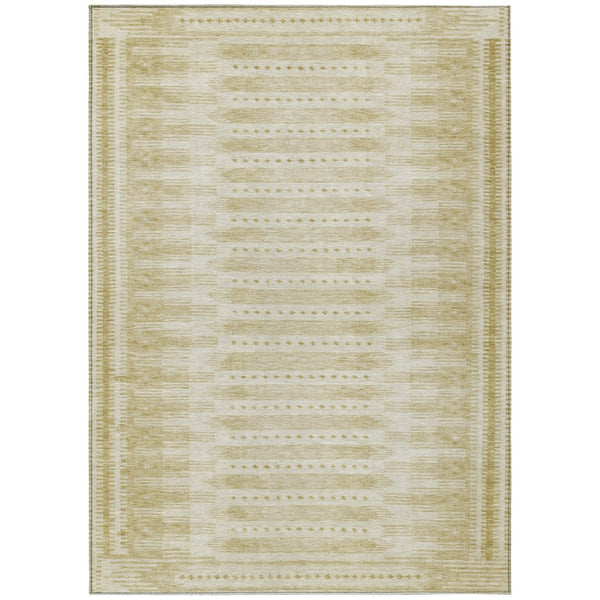 HomeRoots 8' X 10' Gold and Beige Geometric Area Rug - Durable, Washable Indoor/Outdoor Design for Any Space 625813