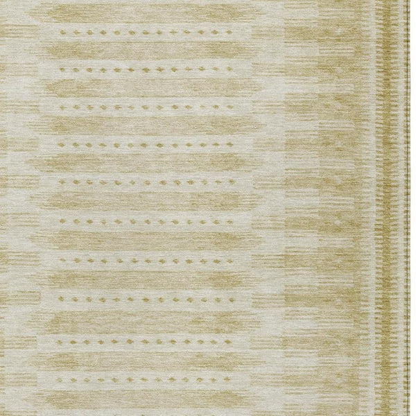 HomeRoots 8' X 10' Gold and Beige Geometric Area Rug - Durable, Washable Indoor/Outdoor Design for Any Space 625813