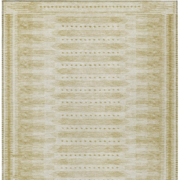 HomeRoots 10' X 14' Gold and Beige Geometric Area Rug - Washable, Durable, Indoor/Outdoor, Perfect for High-Traffic Spaces 625815