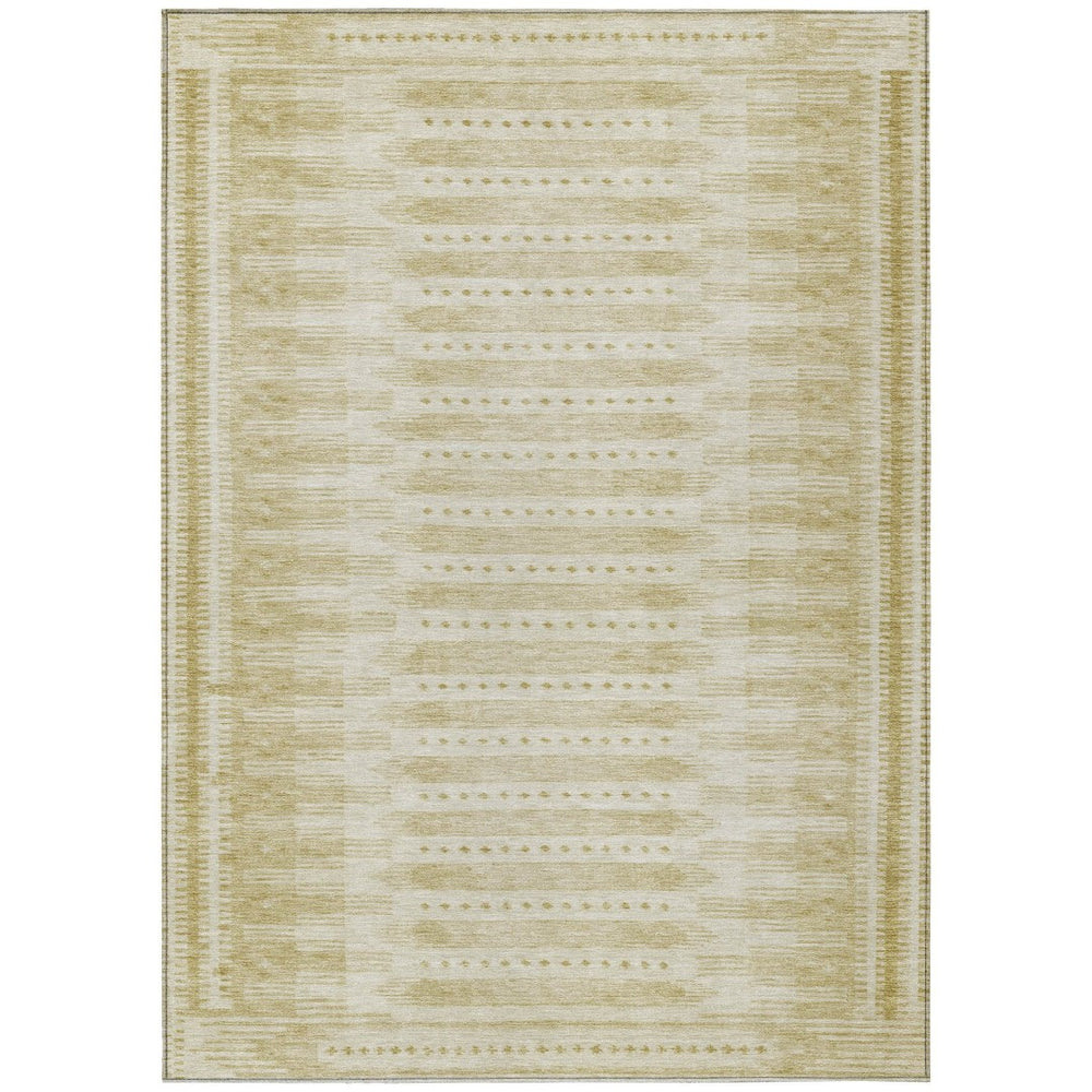 HomeRoots 10' X 14' Gold and Beige Geometric Area Rug - Washable, Durable, Indoor/Outdoor, Perfect for High-Traffic Spaces 625815