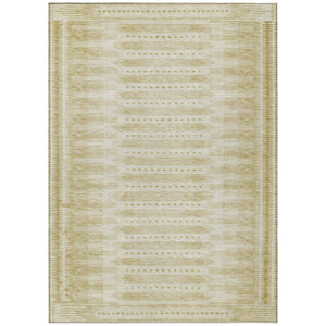 HomeRoots 10' X 14' Gold and Beige Geometric Area Rug - Washable, Durable, Indoor/Outdoor, Perfect for High-Traffic Spaces 625815
