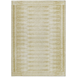 HomeRoots 10' X 14' Gold and Beige Geometric Area Rug - Washable, Durable, Indoor/Outdoor, Perfect for High-Traffic Spaces 625815