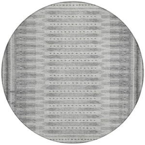 HomeRoots 8' Gray and Silver Round Geometric Area Rug – Modern, Washable Design for Indoor & Outdoor Spaces! 625818