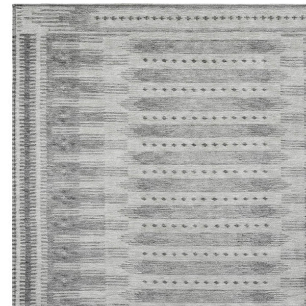 HomeRoots 8' X 10' Gray and Silver Geometric Area Rug - Stylish, Washable Design for Indoor & Outdoor Use! 625819