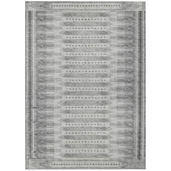 HomeRoots 8' X 10' Gray and Silver Geometric Area Rug - Stylish, Washable Design for Indoor & Outdoor Use! 625819