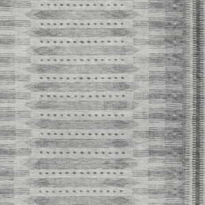 HomeRoots 9' X 12' Stylish Gray and Silver Geometric Washable Rug for Indoor & Outdoor Living Spaces 625820