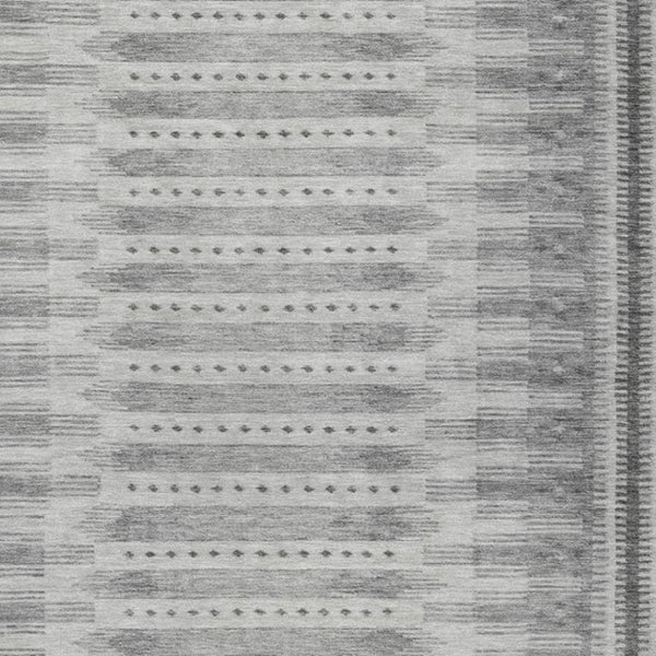 HomeRoots 9' X 12' Stylish Gray and Silver Geometric Washable Rug for Indoor & Outdoor Living Spaces 625820