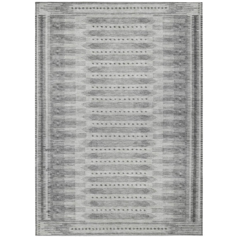 HomeRoots 10' X 14' Stylish Gray & Silver Geometric Area Rug – Durable, Washable Indoor/Outdoor Comfort! 625821