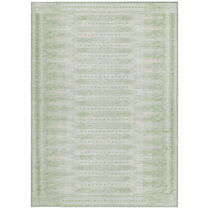 HomeRoots 5' Geometric Sage and Ivory Area Rug - Washable, Stylish, Durable for Indoor and Outdoor Use! 625829