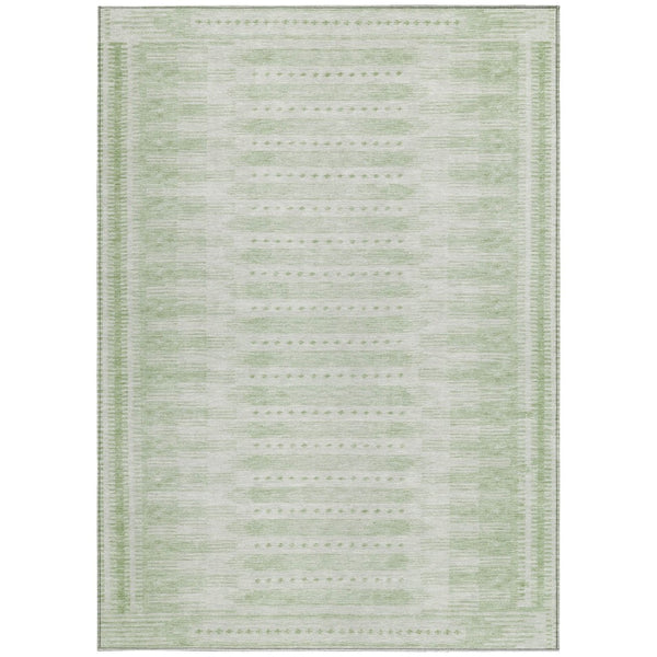 HomeRoots 5' Geometric Sage and Ivory Area Rug - Washable, Stylish, Durable for Indoor and Outdoor Use! 625829