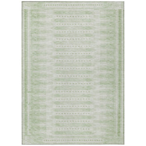 HomeRoots 5' Geometric Sage and Ivory Area Rug - Washable, Stylish, Durable for Indoor and Outdoor Use! 625829