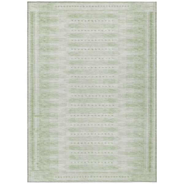 HomeRoots 5' Geometric Sage and Ivory Area Rug - Washable, Stylish, Durable for Indoor and Outdoor Use! 625829