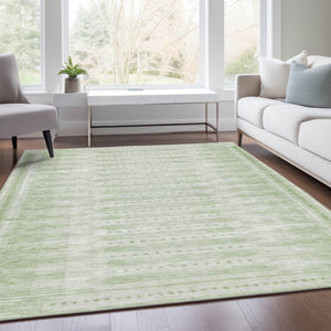 HomeRoots 5' Geometric Sage and Ivory Area Rug - Washable, Stylish, Durable for Indoor and Outdoor Use! 625829