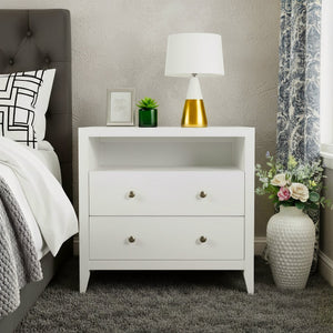 Butler Dana Modern Wood Nightstand with Two Drawers & Open Shelf for Stylish Bedroom Storage