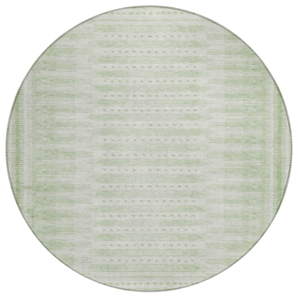 HomeRoots 8' Sage and Ivory Round Geometric Rug - Stylish, Washable Indoor/Outdoor Area Rug for High-Traffic Spaces 625830