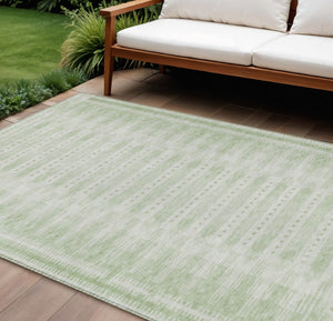 HomeRoots 9' X 12' Sage and Ivory Geometric Area Rug - Stylish, Washable, Stain-Resistant for Indoor & Outdoor Use 625832