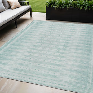 HomeRoots 5' X 8' Turquoise & Aqua Geometric Rug – Stylish, Washable Indoor/Outdoor Area Rug for All Spaces 625841