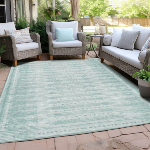 HomeRoots 5' X 8' Turquoise & Aqua Geometric Rug – Stylish, Washable Indoor/Outdoor Area Rug for All Spaces 625841