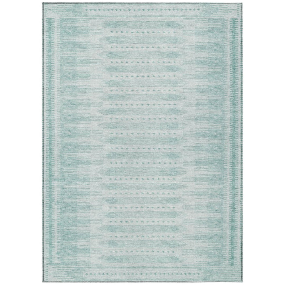 HomeRoots 5' X 8' Turquoise & Aqua Geometric Rug – Stylish, Washable Indoor/Outdoor Area Rug for All Spaces 625841