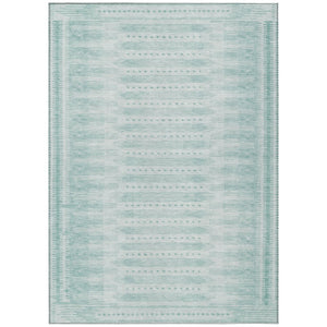 HomeRoots 5' X 8' Turquoise & Aqua Geometric Rug – Stylish, Washable Indoor/Outdoor Area Rug for All Spaces 625841