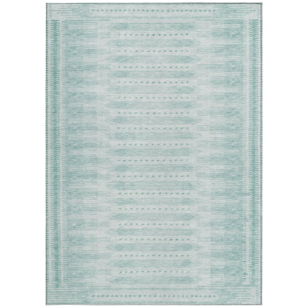 HomeRoots 5' X 8' Turquoise & Aqua Geometric Rug – Stylish, Washable Indoor/Outdoor Area Rug for All Spaces 625841