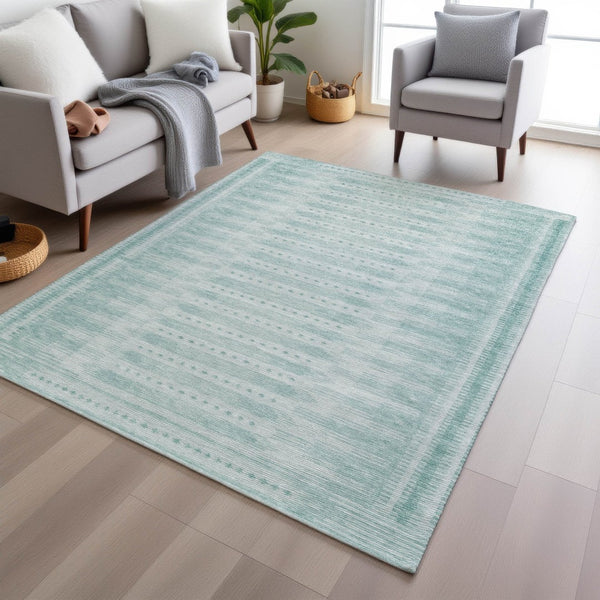 HomeRoots 5' X 8' Turquoise & Aqua Geometric Rug – Stylish, Washable Indoor/Outdoor Area Rug for All Spaces 625841