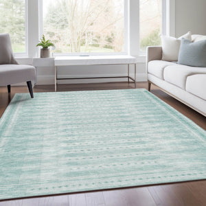 HomeRoots 5' X 8' Turquoise & Aqua Geometric Rug – Stylish, Washable Indoor/Outdoor Area Rug for All Spaces 625841