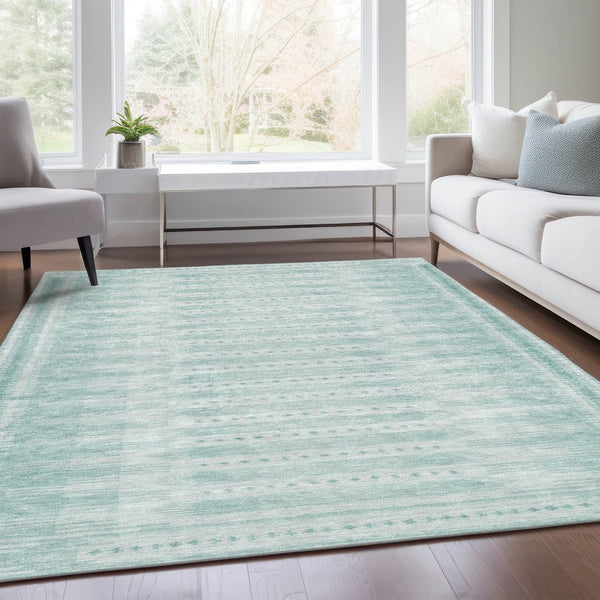HomeRoots 5' X 8' Turquoise & Aqua Geometric Rug – Stylish, Washable Indoor/Outdoor Area Rug for All Spaces 625841