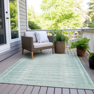 HomeRoots 5' X 8' Turquoise & Aqua Geometric Rug – Stylish, Washable Indoor/Outdoor Area Rug for All Spaces 625841
