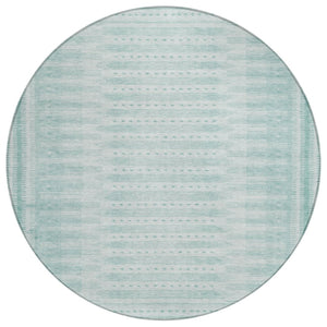 HomeRoots 8' Vibrant Turquoise Aqua Round Geometric Rug - Washable, Durable for Indoor & Outdoor Use, Stylish Design 625842
