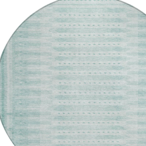 HomeRoots 8' Vibrant Turquoise Aqua Round Geometric Rug - Washable, Durable for Indoor & Outdoor Use, Stylish Design 625842