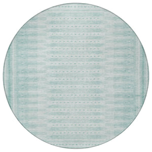 HomeRoots 8' Vibrant Turquoise Aqua Round Geometric Rug - Washable, Durable for Indoor & Outdoor Use, Stylish Design 625842
