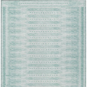 HomeRoots 8' X 10' Vibrant Turquoise and Aqua Geometric Washable Rug for Indoor and Outdoor Versatility 625843