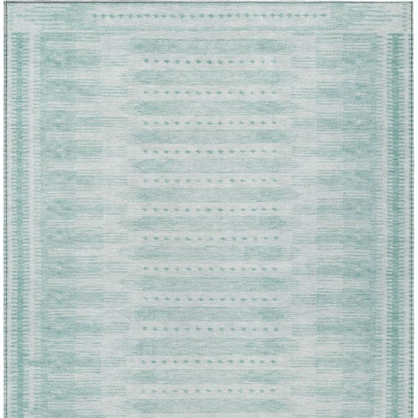 HomeRoots 8' X 10' Vibrant Turquoise and Aqua Geometric Washable Rug for Indoor and Outdoor Versatility 625843