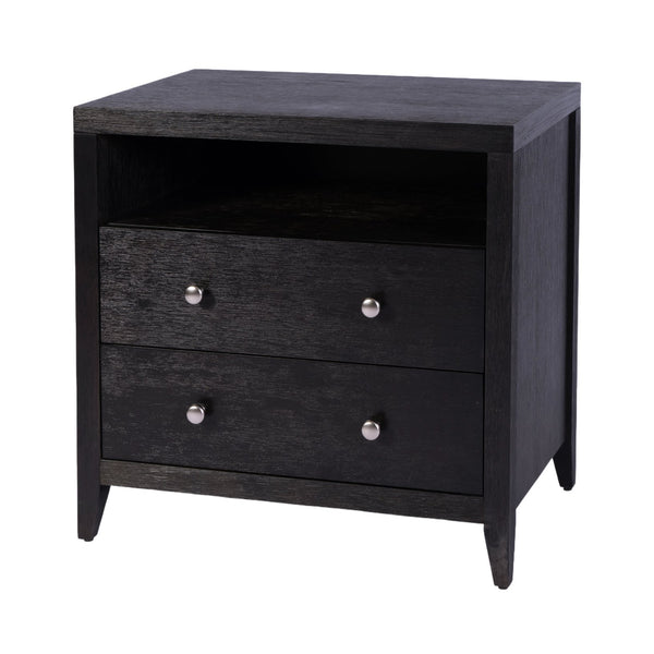 Butler Dana Modern Wood Nightstand with Two Drawers & Open Shelf for Stylish Bedroom Storage