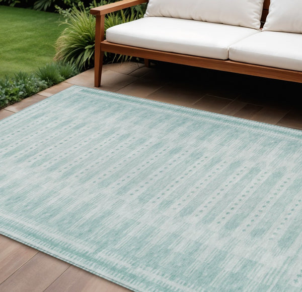 HomeRoots 10' Modern Geometric Turquoise & Aqua Area Rug - Washable, Durable for Indoor & Outdoor Use! 625845