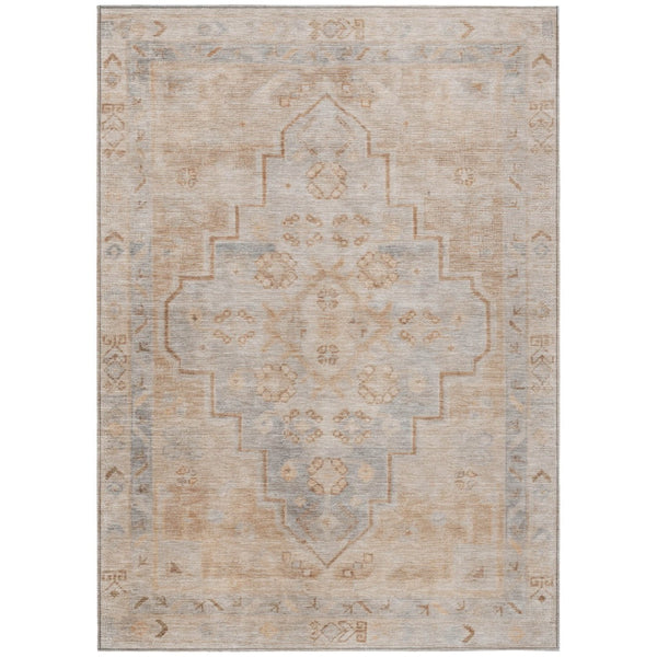 HomeRoots 5' X 8' Copper and Beige Medallion Rug - Stylish, Washable, Durable for Indoor & Outdoor Living Spaces 625847