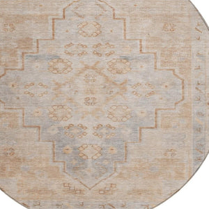 HomeRoots 8' Copper and Beige Medallion Indoor/Outdoor Area Rug - Durable, Washable, Elegant Style for All Spaces 625848