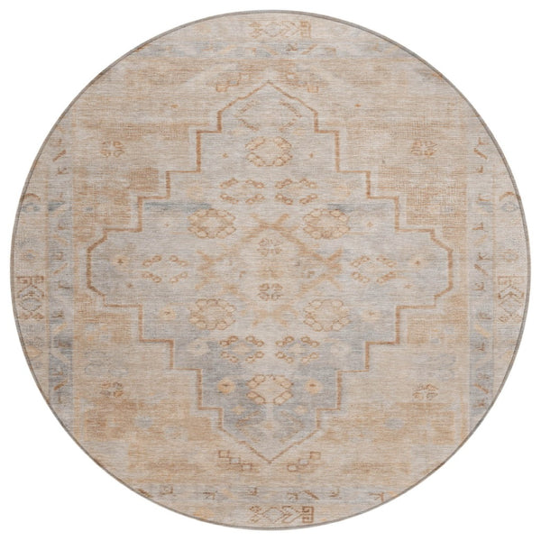 HomeRoots 8' Copper and Beige Medallion Indoor/Outdoor Area Rug - Durable, Washable, Elegant Style for All Spaces 625848