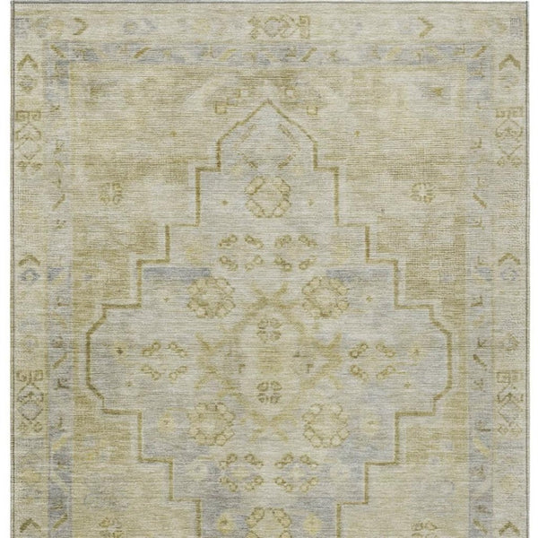 HomeRoots 5' X 8' Gold and Beige Medallion Rug - Stylish, Durable, Washable Indoor/Outdoor Area Decor for Any Space 625853
