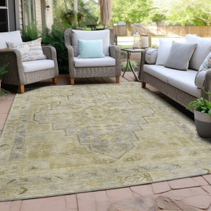 HomeRoots 5' X 8' Gold and Beige Medallion Rug - Stylish, Durable, Washable Indoor/Outdoor Area Decor for Any Space 625853